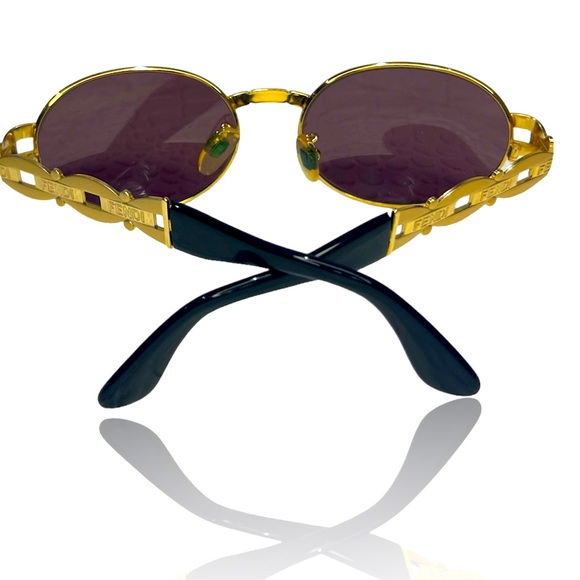 Fendi Accessories - Vintage Fendi Women’s Black and Gold Sunglasses